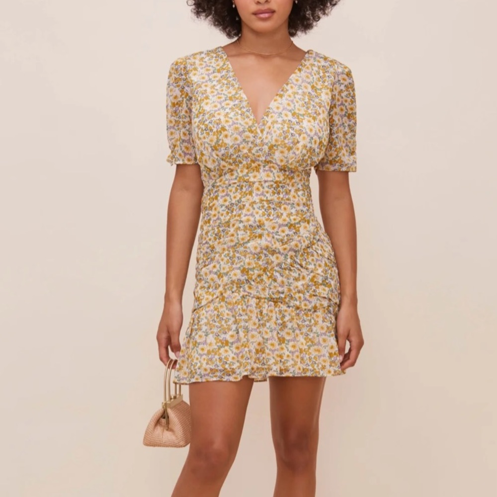 NWOT {ASTR} Lucky‎ Me Floral Yellow Dress Size Large